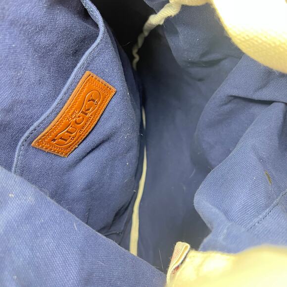 Lucky Brand Tote Bag Blue Canvas Crossbody Logo Leather Top Handles - Picture 11 of 11